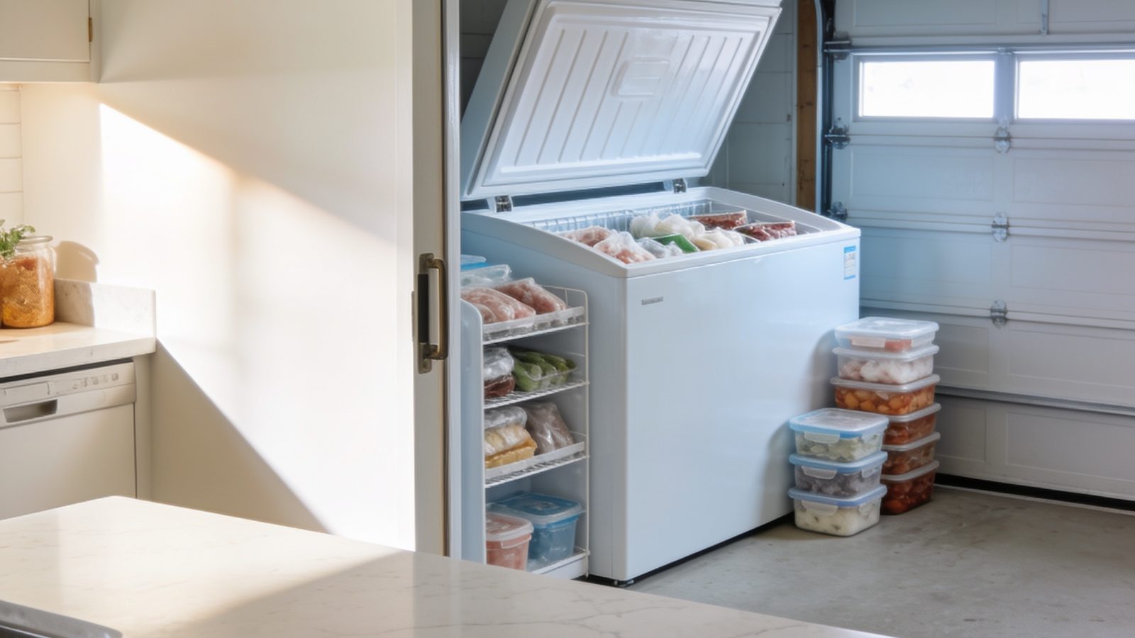 best chest freezers — kitchen chest freezers in a bright kitchen