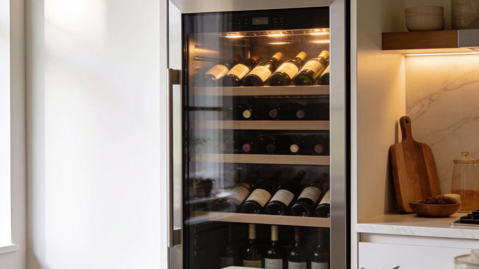 best wine coolers — kitchen wine coolers in a bright kitchen